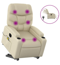 Fauteuil inclinable de massage électrique crème similicuir