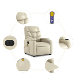 Fauteuil inclinable de massage électrique crème similicuir