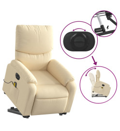 Fauteuil inclinable de massage électrique Crème Tissu