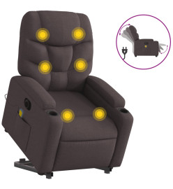 Fauteuil inclinable de massage électrique Marron foncé Tissu