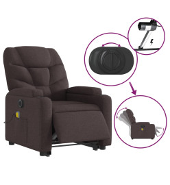 Fauteuil inclinable de massage électrique Marron foncé Tissu