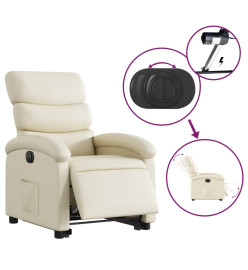 Fauteuil inclinable électrique crème similicuir