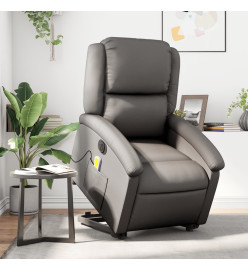 Fauteuil inclinable de massage électrique gris cuir véritable