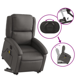 Fauteuil inclinable de massage électrique gris cuir véritable