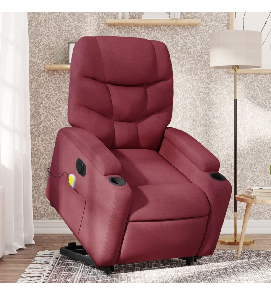 Fauteuil inclinable de massage électrique Rouge bordeaux Tissu