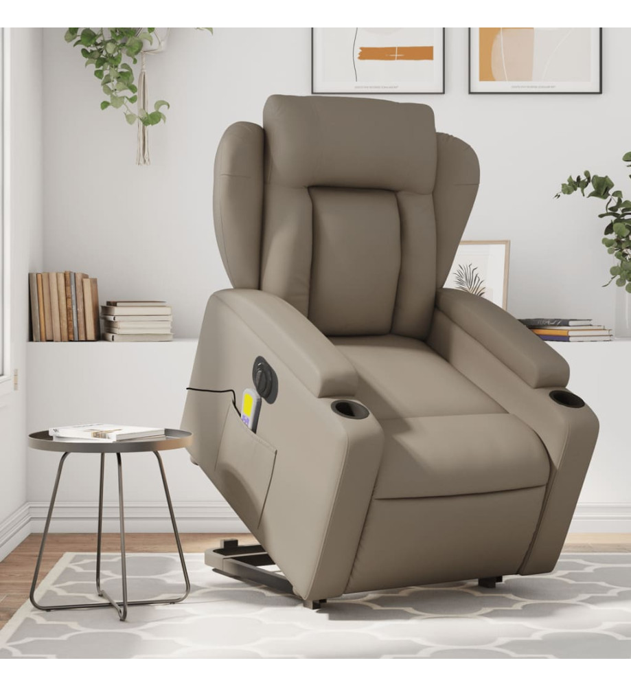 Fauteuil inclinable de massage électrique cappuccino similicuir