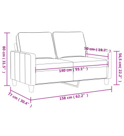 Canapé à 2 places Vert foncé 140 cm Velours