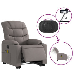 Fauteuil inclinable de massage électrique Taupe Tissu