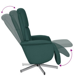 Fauteuil inclinable avec repose-pieds vert foncé tissu