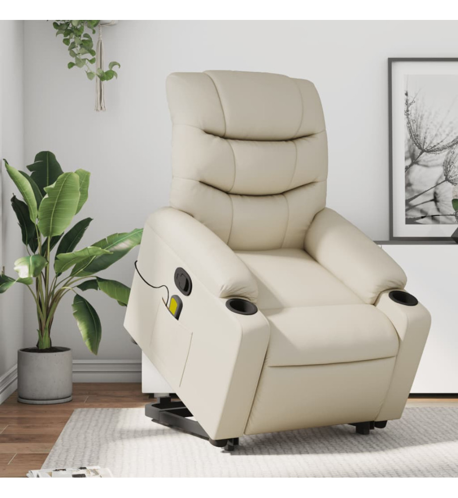 Fauteuil inclinable de massage Crème Similicuir