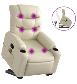 Fauteuil inclinable de massage Crème Similicuir