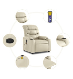 Fauteuil inclinable de massage Crème Similicuir