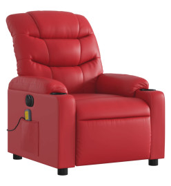 Fauteuil de massage inclinable électrique rouge similicuir