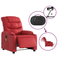 Fauteuil de massage inclinable électrique rouge similicuir