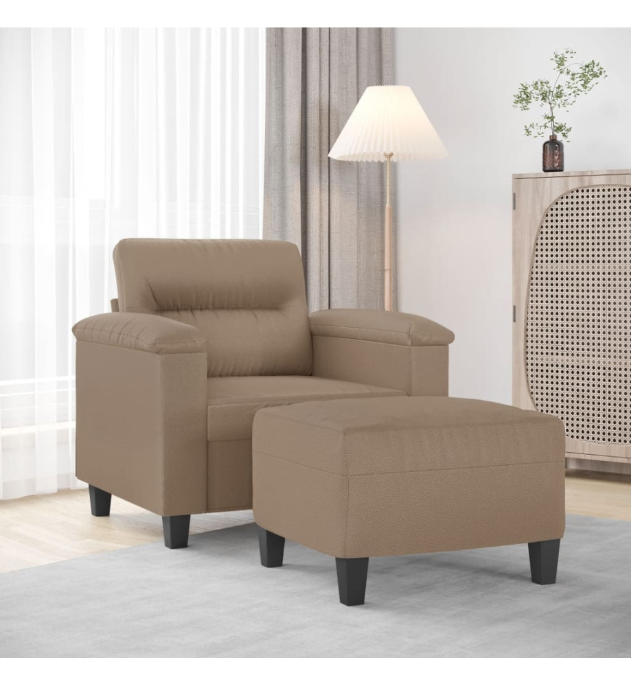 Fauteuil avec repose-pied Cappuccino 60 cm Similicuir