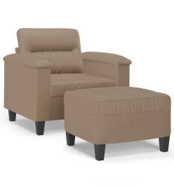 Fauteuil avec repose-pied Cappuccino 60 cm Similicuir