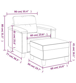 Fauteuil avec repose-pied Cappuccino 60 cm Similicuir