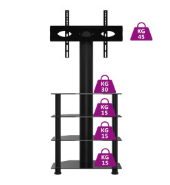 Meuble TV d'angle 4 niveaux pour 32-70 pouces noir