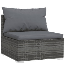 Salon de jardin 7 pcs avec coussins Résine tressée Gris