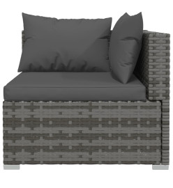 Salon de jardin 10 pcs avec coussins Résine tressée Gris
