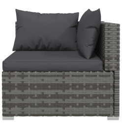 Salon de jardin 7 pcs avec coussins Résine tressée Gris