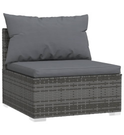 Salon de jardin 7 pcs avec coussins Résine tressée Gris