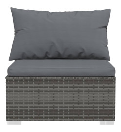 Salon de jardin 7 pcs avec coussins Résine tressée Gris