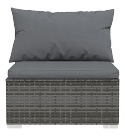 Salon de jardin 6 pcs avec coussins résine tressée gris