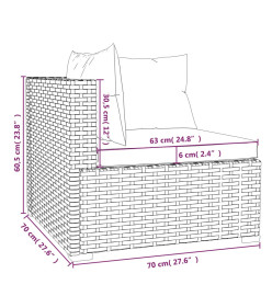 Salon de jardin 6 pcs avec coussins Résine tressée Gris