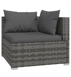 Salon de jardin 14 pcs avec coussins Gris Résine tressée