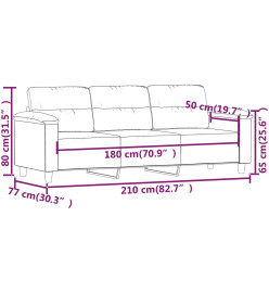 Canapé à 3 places Taupe 180 cm Tissu microfibre