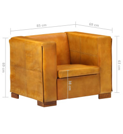 Fauteuil Brun roux Cuir véritable