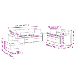 Ensemble de canapés 3 pcs coussins Gris clair Tissu microfibre