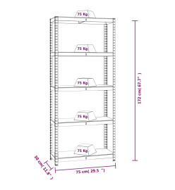 Étagères à 5 niveaux 2 pcs Argenté Acier et bois d'ingénierie