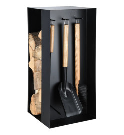 Esschert Design Stockage de bois et outil de cheminée Noir Acier FF407