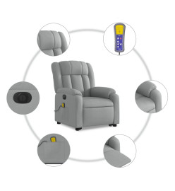 Fauteuil inclinable de massage électrique Gris clair Tissu