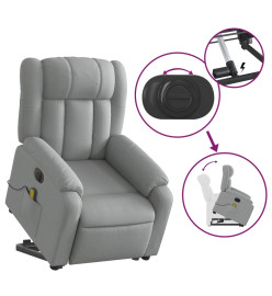 Fauteuil inclinable de massage électrique Gris clair Tissu