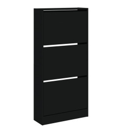 Armoire à chaussures noir 60x21x125,5 cm bois d'ingénierie