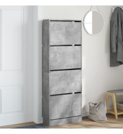 Armoire à chaussures gris béton 60x21x163,5cm bois d'ingénierie