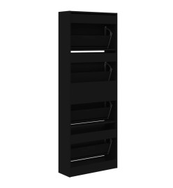 Armoire à chaussures noir 60x21x163,5 cm bois d'ingénierie