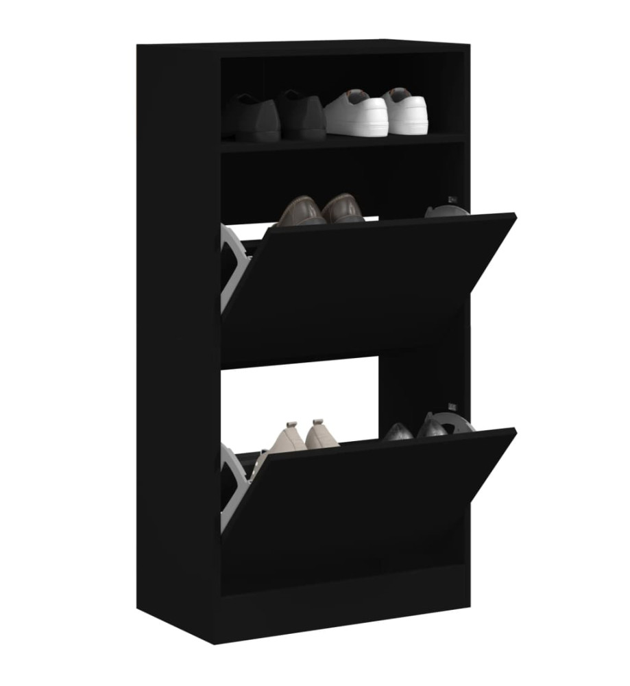 Armoire à chaussures noir 60x34x116 cm bois d'ingénierie