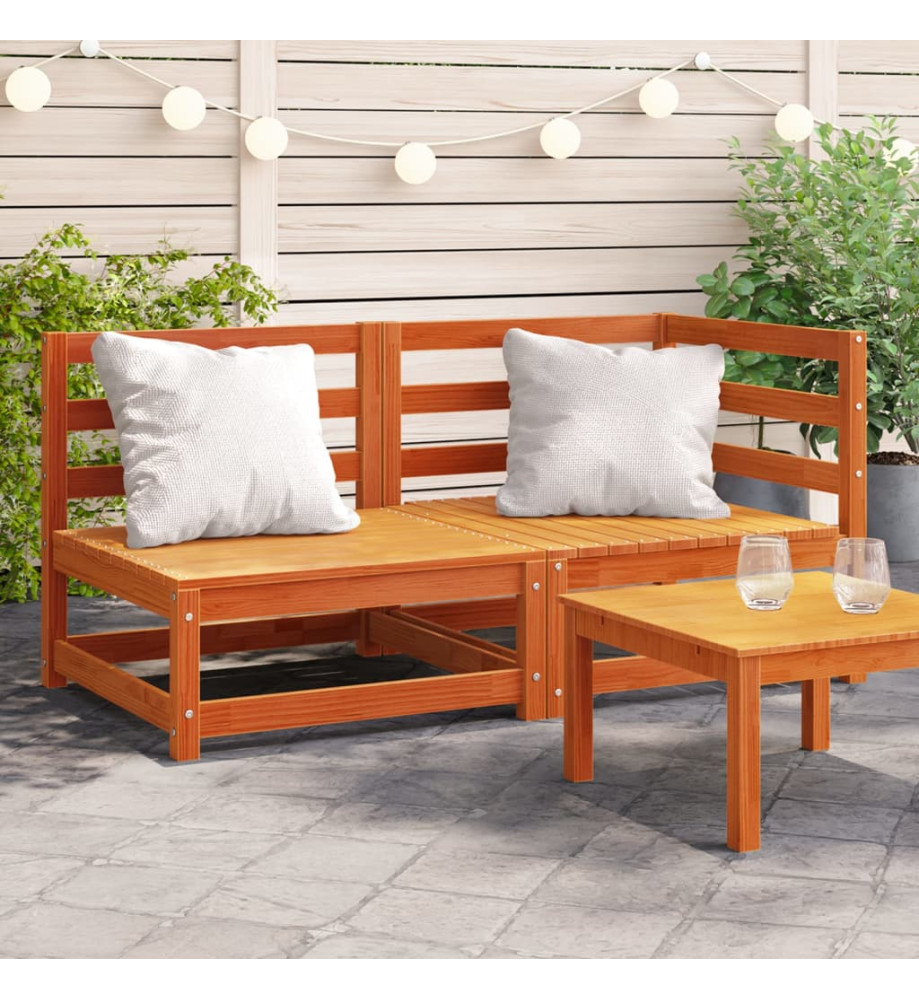 Canapé de jardin 2 places cire marron bois pin massif Canapé de jardin 2 places cire marron bois pin massif