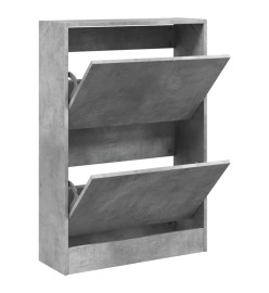 Armoire à chaussures gris béton 60x21x87,5 cm bois d'ingénierie