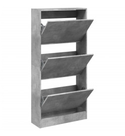 Armoire à chaussures gris béton 60x21x125,5cm bois d'ingénierie