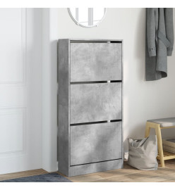 Armoire à chaussures gris béton 60x21x125,5cm bois d'ingénierie