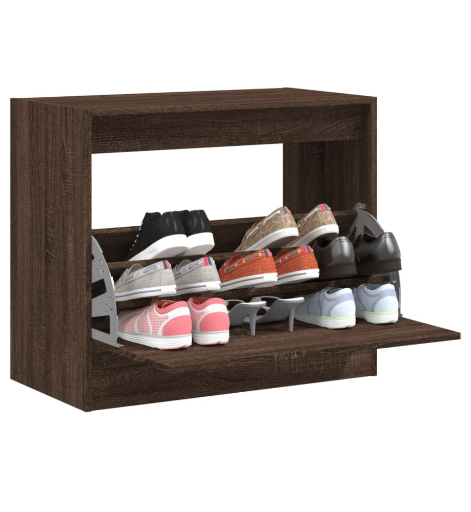 Armoire à chaussures chêne marron 80x42x69 cm bois ingénierie