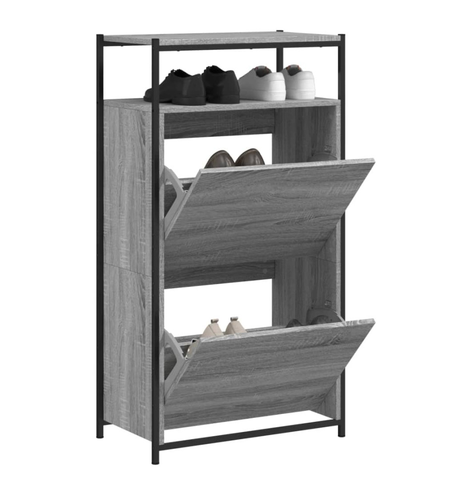 Armoire à chaussures Sonoma gris 60x34x112 cm Bois d'ingénierie