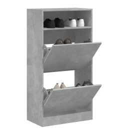 Armoire à chaussures gris béton 60x34x116 cm bois d'ingénierie