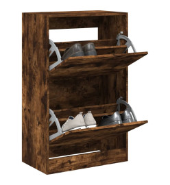 Armoire à chaussures chêne fumé 60x34x96,5 cm bois d'ingénierie