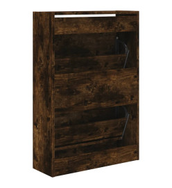 Armoire à chaussures chêne fumé 60x21x87,5 cm bois d'ingénierie